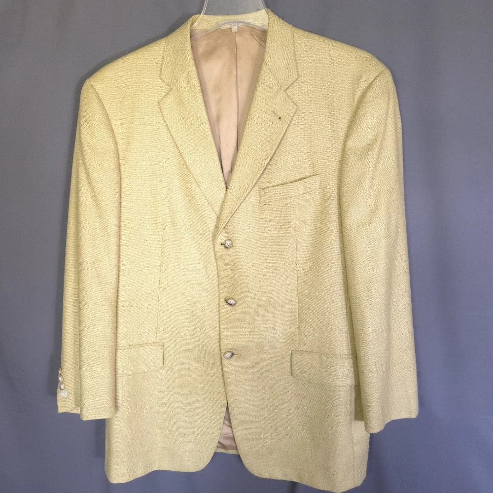 Joseph Abboud American Soft Silk Wool Blend Sport Coat Blazer Tan Size 43L